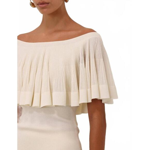 NEW ZIMMERMANN illuminate pleated frill top in ivory - Picture 4 of 5